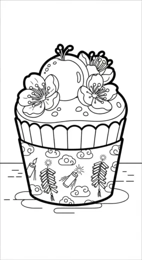 hình tô màu Tranh tô màu Bánh Cupcake 2 cho bé 6 tuổi