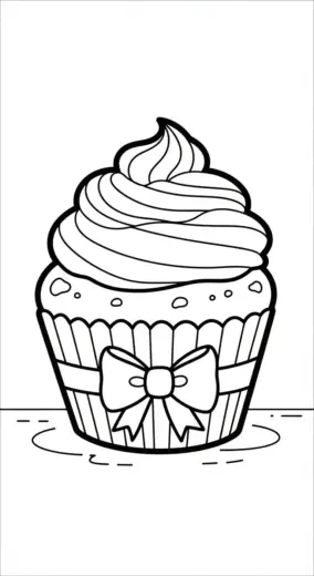 tranh tô màu Tranh tô màu Bánh Cupcake 3 cho bé 8 tuổi