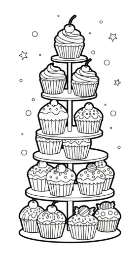 hình tô màu Tranh tô màu Bánh Cupcake 30 cho bé mới nhất