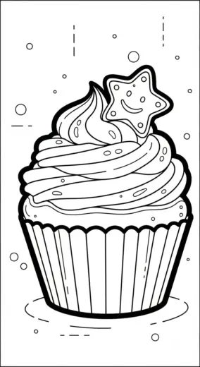 hình tô màu Tranh tô màu Bánh Cupcake 4 cho bé mới nhất