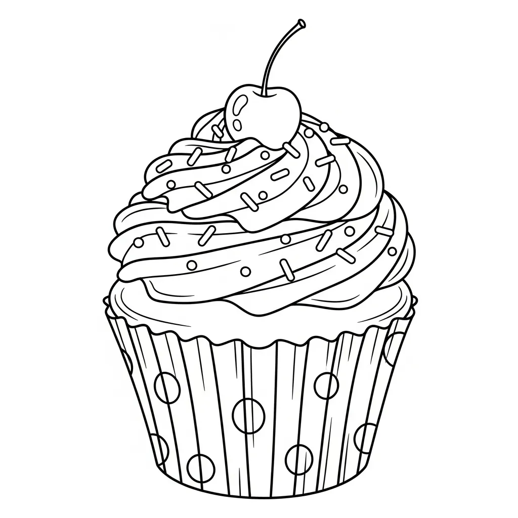 Tranh tô màu Bánh Cupcake