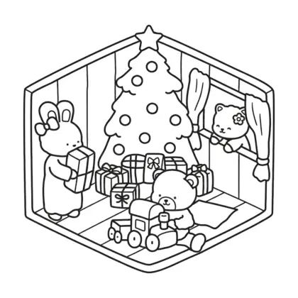 hình tô màu Festive Corner cho bé 3 tuổi