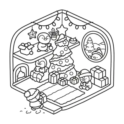 tải tranh tô màu Festive Corner cho bé 4 tuổi