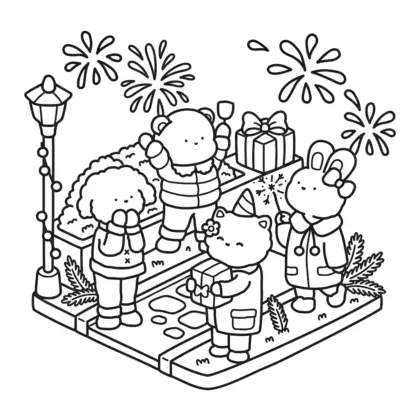 file hình tô màu Festive Corner cho bé in