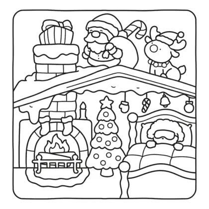in hình tô màu Festive Corner khổ A4