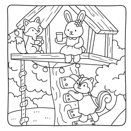 file tranh tô màu Ngôi Làng Dozy cho bé 4-5 tuổi