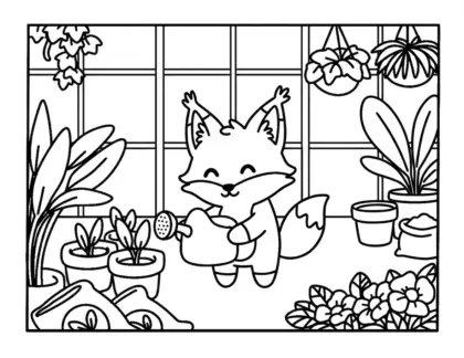 in tranh tô màu Những Ngày Bình Yên Của Cáo Kawaii chất lượng cao