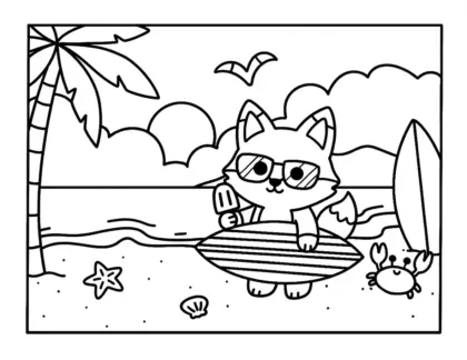 file pdf hình tô màu Những Ngày Bình Yên Của Cáo Kawaii cho bé