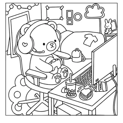 tải hình tô màu Thỏ và Gấu cho bé 4 tuổi
