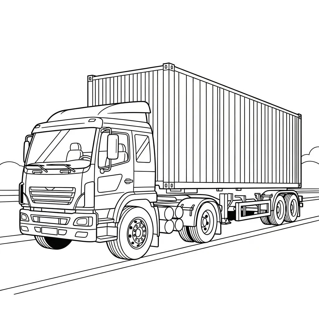 Tranh tô màu Xe Container