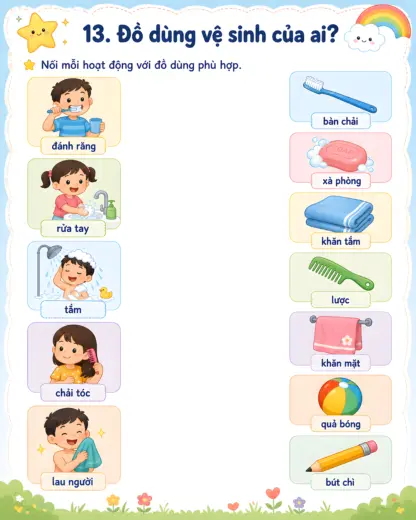 phiếu bài tập đồ vệ sinh của ai