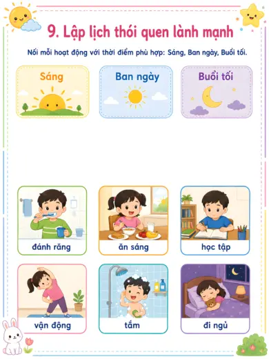 phiếu bài tập lập lịch thói quen lành mạnh