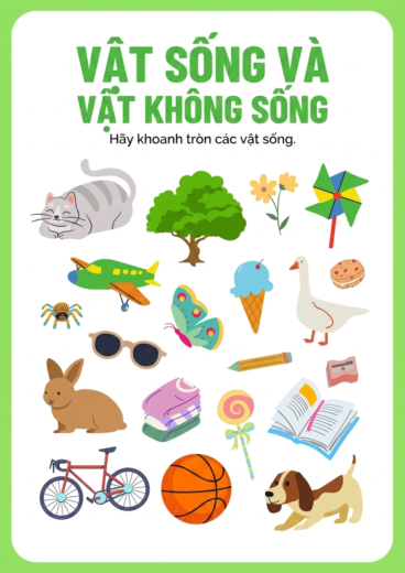 phiếu bài tập Khoanh vật sống rõ nét