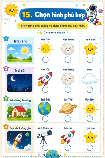 phiếu bài tập chọn hình phù hợp chủ đề không gian