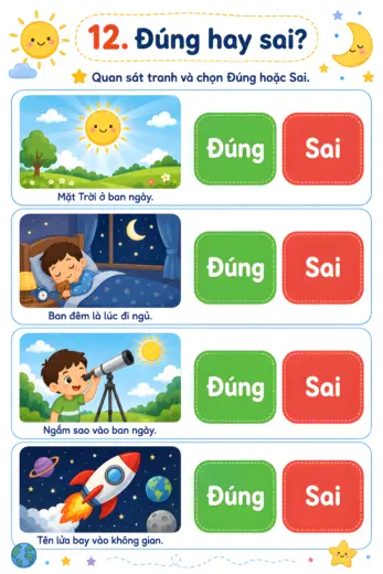 phiếu bài tập đúng hay sai về không gian