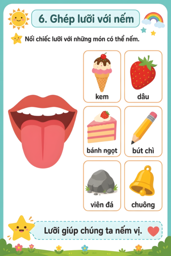 phiếu bài tập ghép lưỡi với nếm
