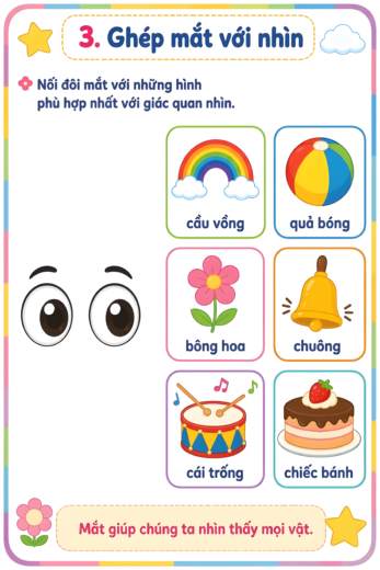 phiếu bài tập ghép mắt với nhìn cho bé