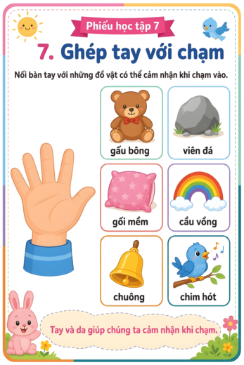 phiếu bài tập ghép tay với chạm