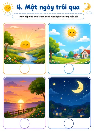 phiếu bài tập một ngày trôi qua