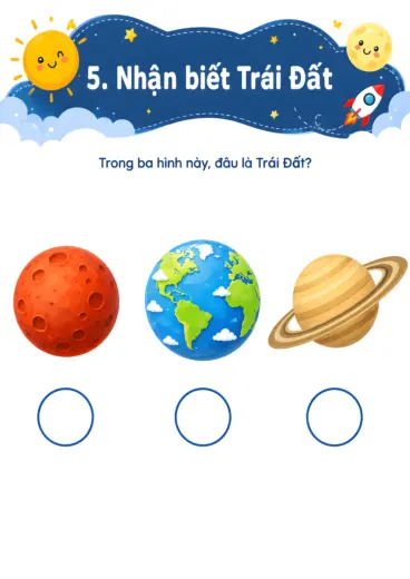 phiếu bài tập nhận biết trái đất