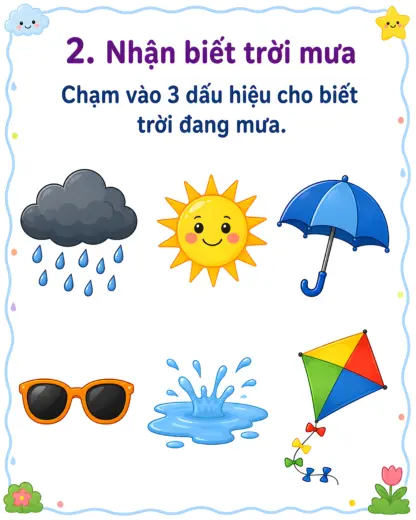 phiếu bài tập nhận biết trời mưa