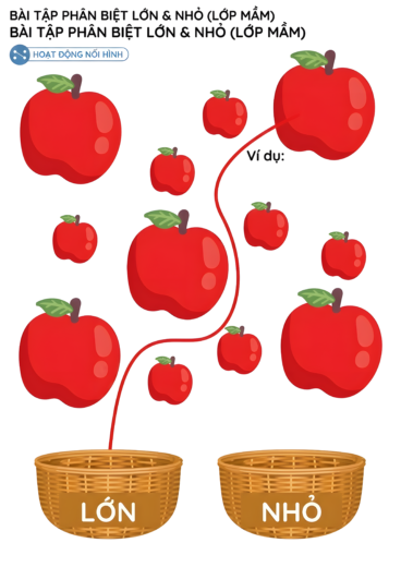 phiếu bài tập nối theo yêu cầu nhỏ – lớn toán tư duy cho bé 2 – 4 tuổi