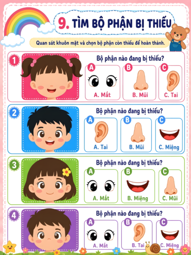phiếu bài tập tìm bộ phận bị thiếu