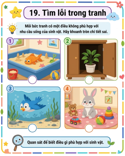 phiếu bài tập tìm lỗi môi trường sống