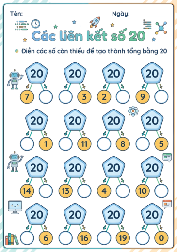 tìm số cộng lại phạm vi 20