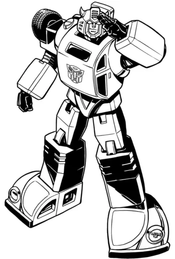 in hình tô màu tranh tô màu Bumblebee 9 khổ A4