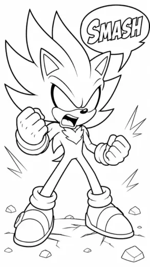 in tranh tô màu Dark Sonic cho bé 4 tuổi