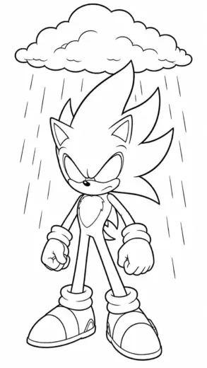 file tranh tô màu Dark Sonic cho bé 4-5 tuổi