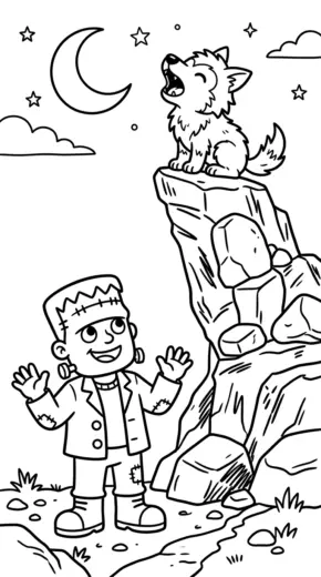 in hình tô màu Frankenstein cho bé
