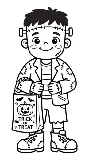 in hình tô màu Frankenstein cho bé 4 tuổi
