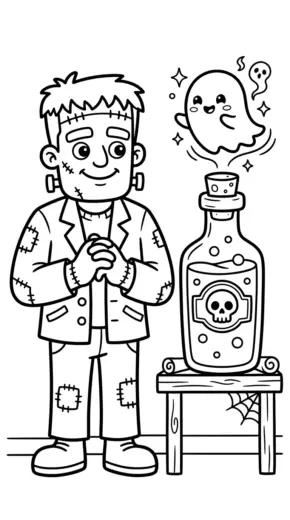 tranh tô màu Frankenstein cho bé tải chất lượng cao