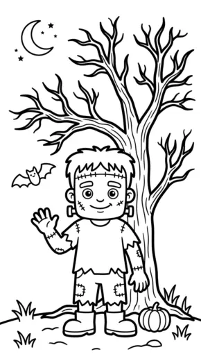 tranh tô màu Frankenstein cho bé đơn giản