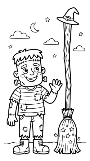 file pdf tranh tô màu Frankenstein cho bé
