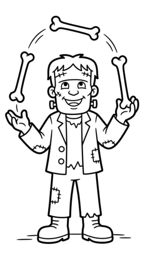 in tranh tô màu Frankenstein cho bé 5 tuổi