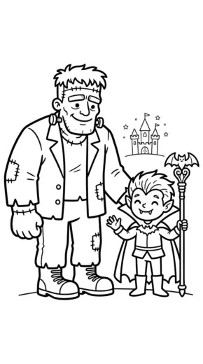 file tranh tô màu Frankenstein cho bé 4-5 tuổi