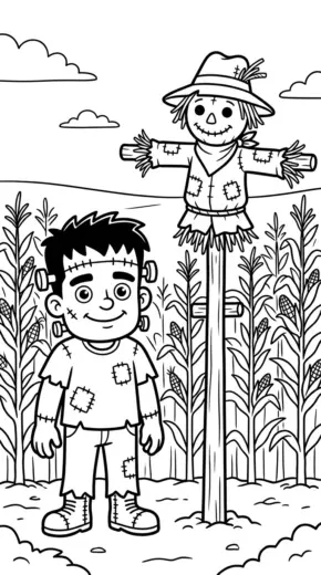 file pdf hình tô màu Frankenstein cho bé