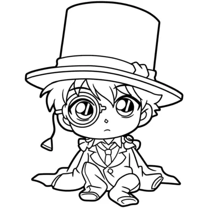 in hình tô màu tranh tô màu Kaito Kid 4 cho bé 5 tuổi