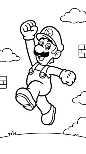 in hình tô màu Luigi cho bé 8 tuổi