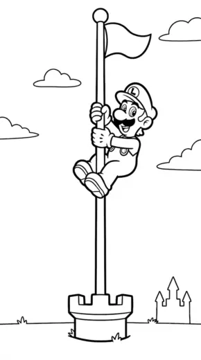 in hình tô màu Luigi khổ A4