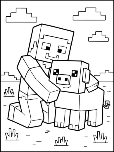 hình tô màu Steve cho bé 6 tuổi