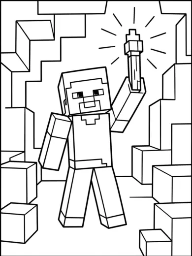 in hình tô màu Steve