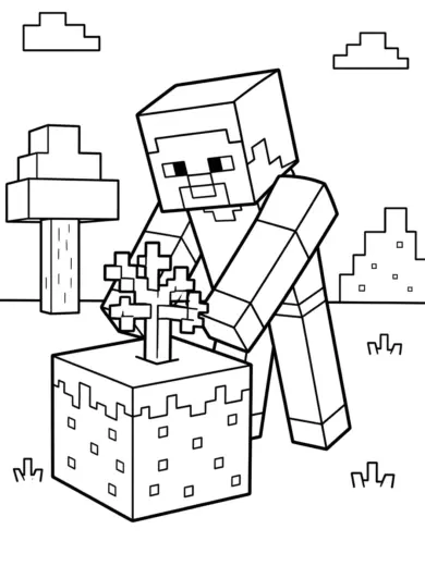 download tranh tô màu Steve cho bé