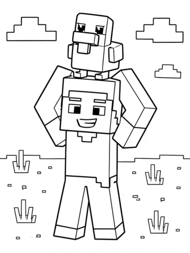 hình tô màu Steve cho bé 3 tuổi