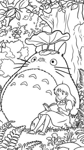 hình tô màu tranh tô màu Totoro 16 cho bé đơn giản
