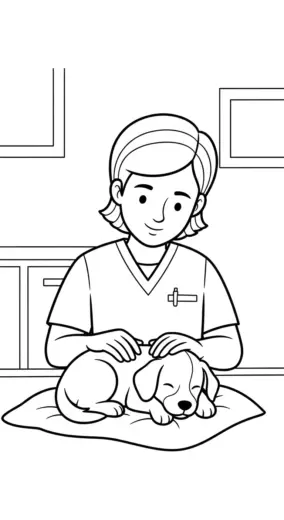tranh tô màu bác sĩ thú y cho bé 3 tuổi