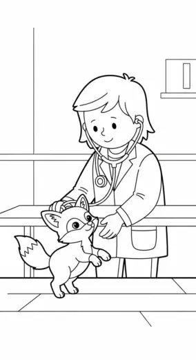 hình tô màu bác sĩ thú y cho bé tải về